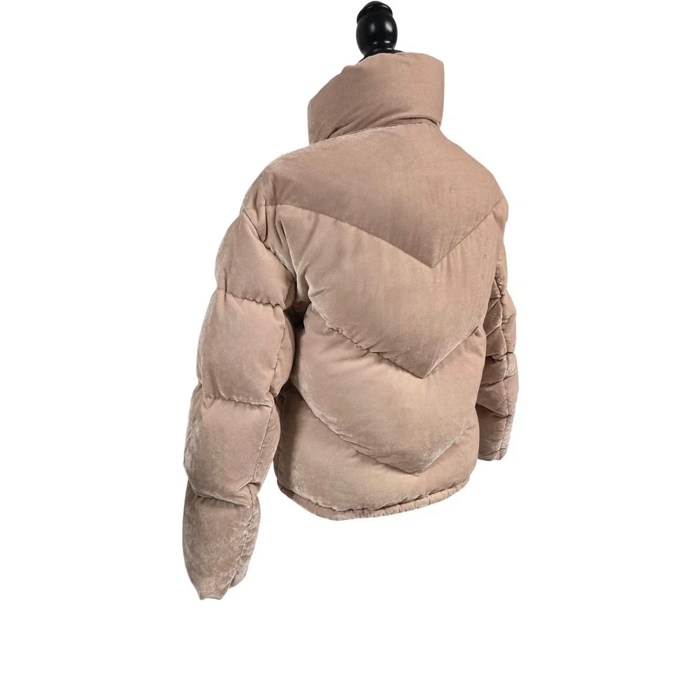 ARITZIA Wilfred Cloud Puff Velvet Goose Down Puffer Coat Jacket Pink XS READ‎